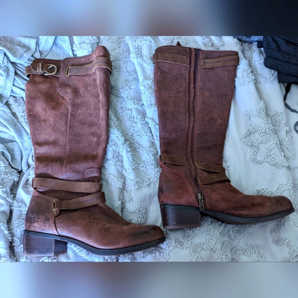 UGG Leather Tall Boots Brown